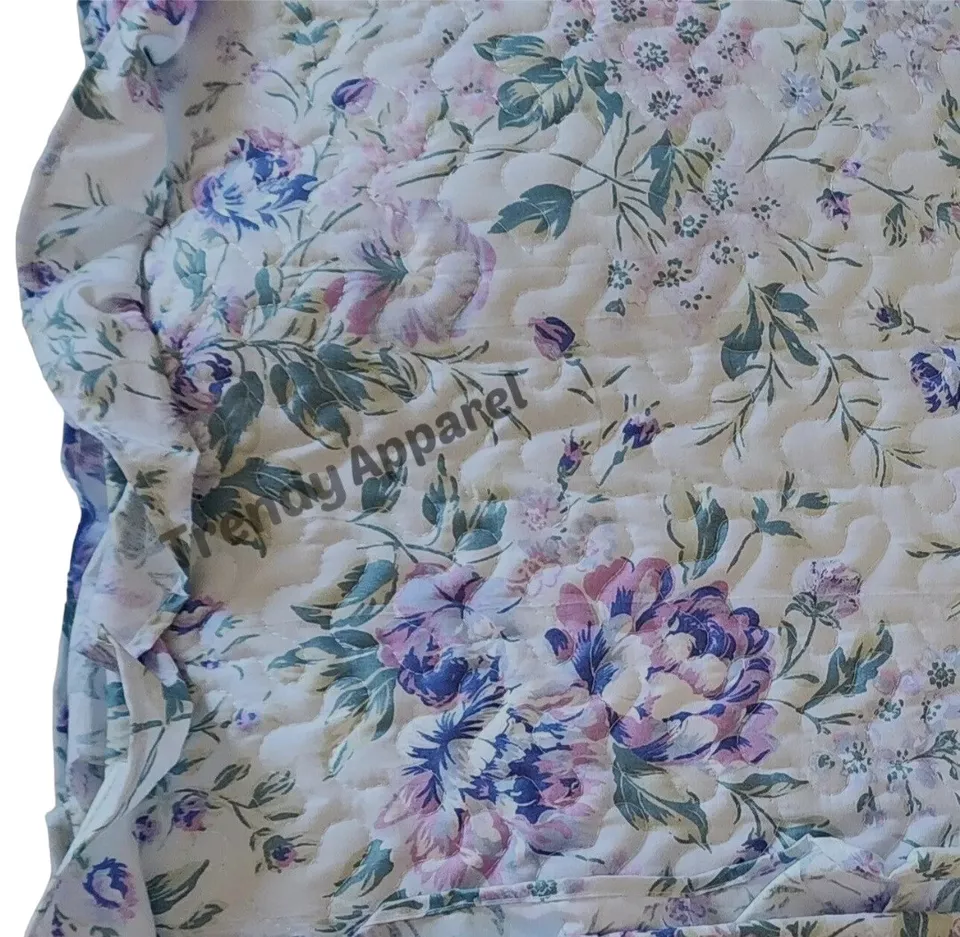 Juego de edredón y farsa Shabby Chic, reversible, violeta/azul floral, volantes REINA Foto 3 de 4