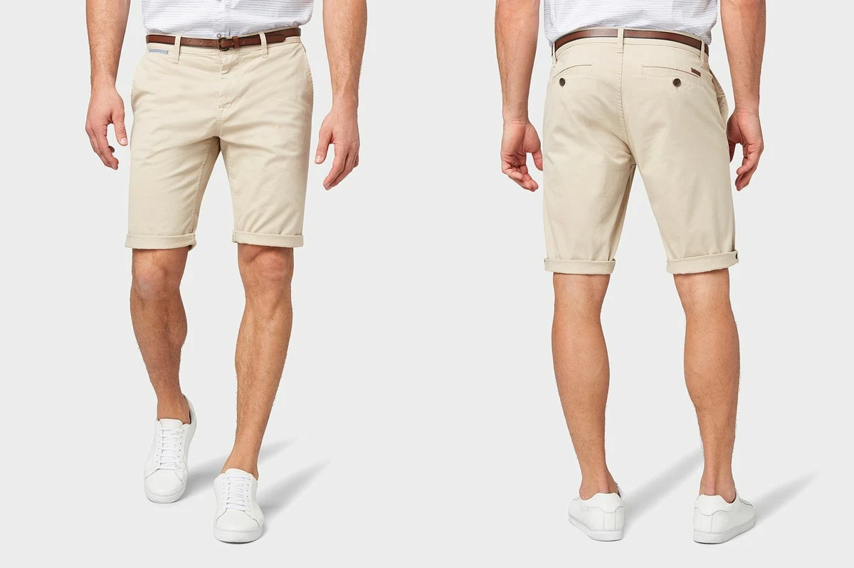 Tom Tailor Herren JOSH REGULAR SLIM CHINO SHORTS MIT GÜRTEL | eBay