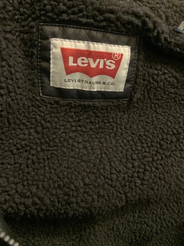 LEVI’S MILITARY SHERPA COAT JACKET BLACK FAUX LEATHER MEDIUM M NEW $160 FASTSHIP image 3