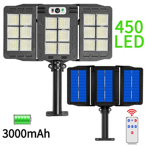 LED Solar Street Lights 3 Head Motion Sensor 270 Angle Wide Lighting Wall Lamp - Picture 18 of 26