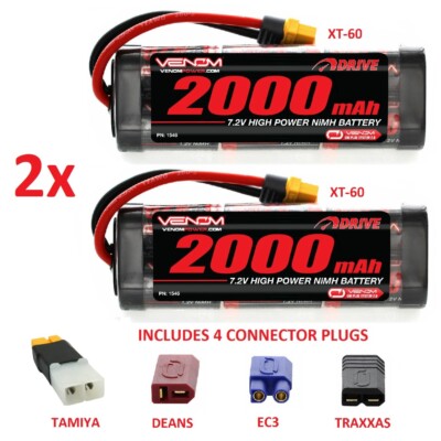 RC Auto Akku 2x 7,2V 2000mAh NiMH Rechargeable Packs Tamiya, Deans, XT60 Stecker