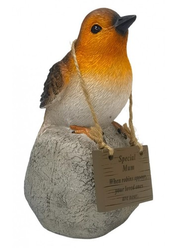 Memorial Robin On A Rock With Hanging Plaque Graveside Garden Funeral Tributes - Picture 2 of 12