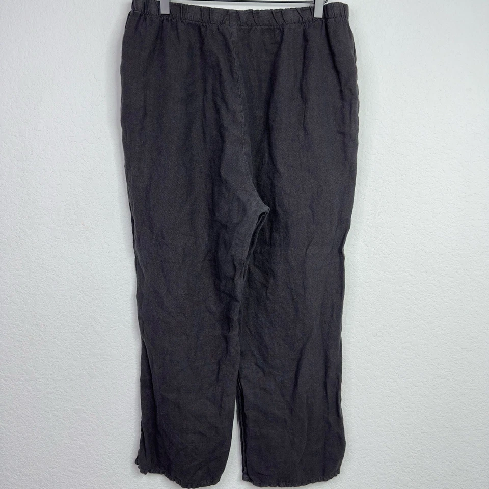 Pantalones Match Point Mujer M Negro Lino Relajado Crop Lagenlook Boho Coastal Resort Foto 2 de 4