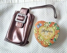 Brighton Wristlet Metallic Bronze Vintage Wallet Card Case Phone & Jewelry Tin 