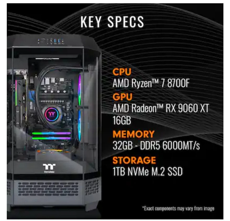 PC de escritorio para juegos Thermaltake T3BK-B650-96X-LCS AMD Ryzen 7 8700F 32 GB DDR5 1 TB Foto 2 de 4