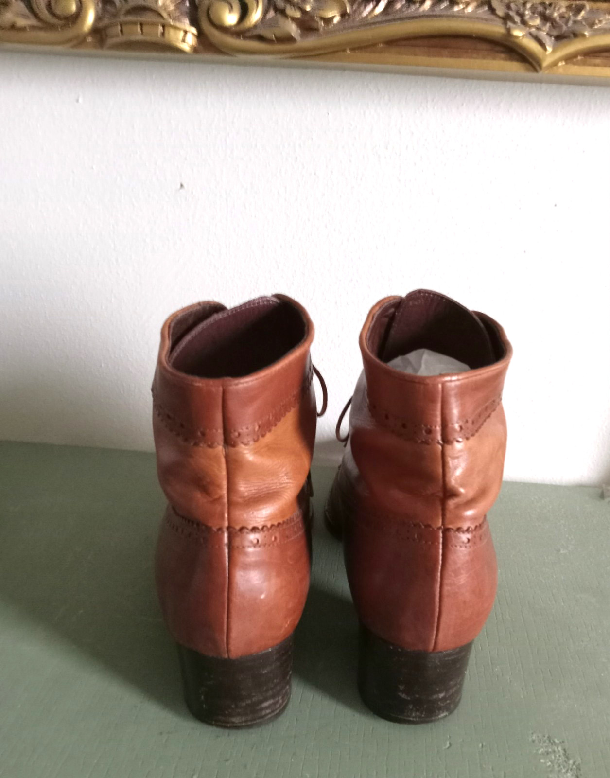 VTG 80's J. Peterman Womens Brown leather wingtip granny boots Size 8