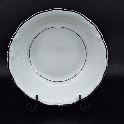 Walbrzych Embassy China Royal Imports Priscilla Silver Rimmed Serving Bowl 9''