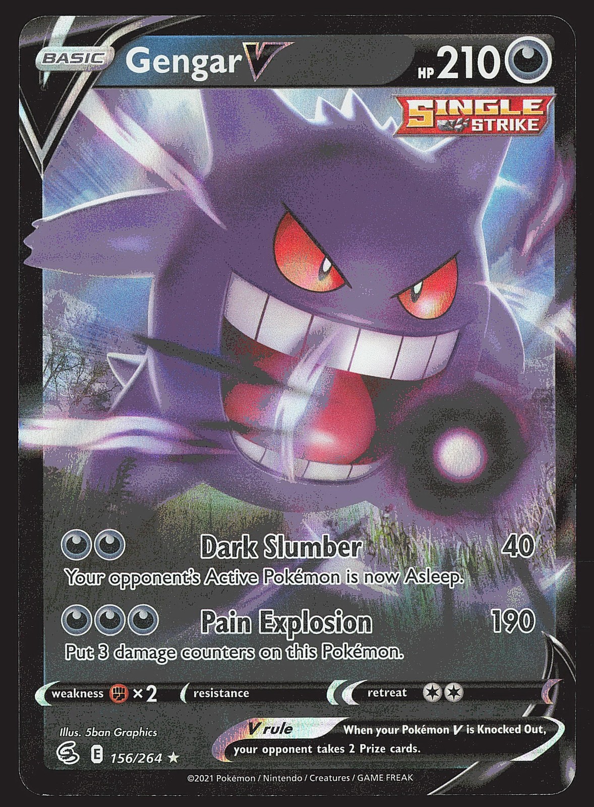 SWSH08: Fusion Strike Gengar V #156/264 Ultra Rare Pokemon Card