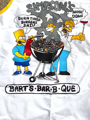 Homer Bart Simpson Cooking BBQ Apron Unused Barts Bar b Que Rare Vintage Gift