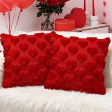 Valentines Day Decoration Pillow Covers - 18x18 inch 18" x 18" Pack of 2 Red