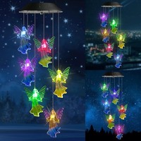 Solar Windspiel Engel 6 Led Wasserfest Farbwechsel Deko FüR Garten Balkon