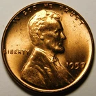 1957 P Lincoln Wheat Cent Penny Red BU  "Actual Coin Pictured"