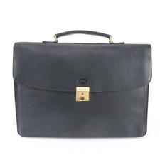 Longchamp Leather Business Bag Tote Commuting Black A4 from Japan
