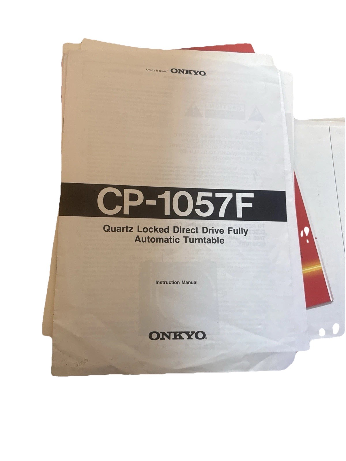 Original Onkyo CP-1057F Belt Drive Turntable Owners Manual