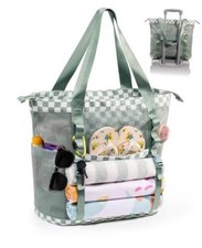 35L large Mesh Beach Tote Bag With Zipper for Women with 6 Pockets