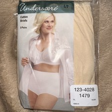 Vtg Underscore JC Penney Nude Cotton Briefs Large/7 ONE Pair NEW In Package