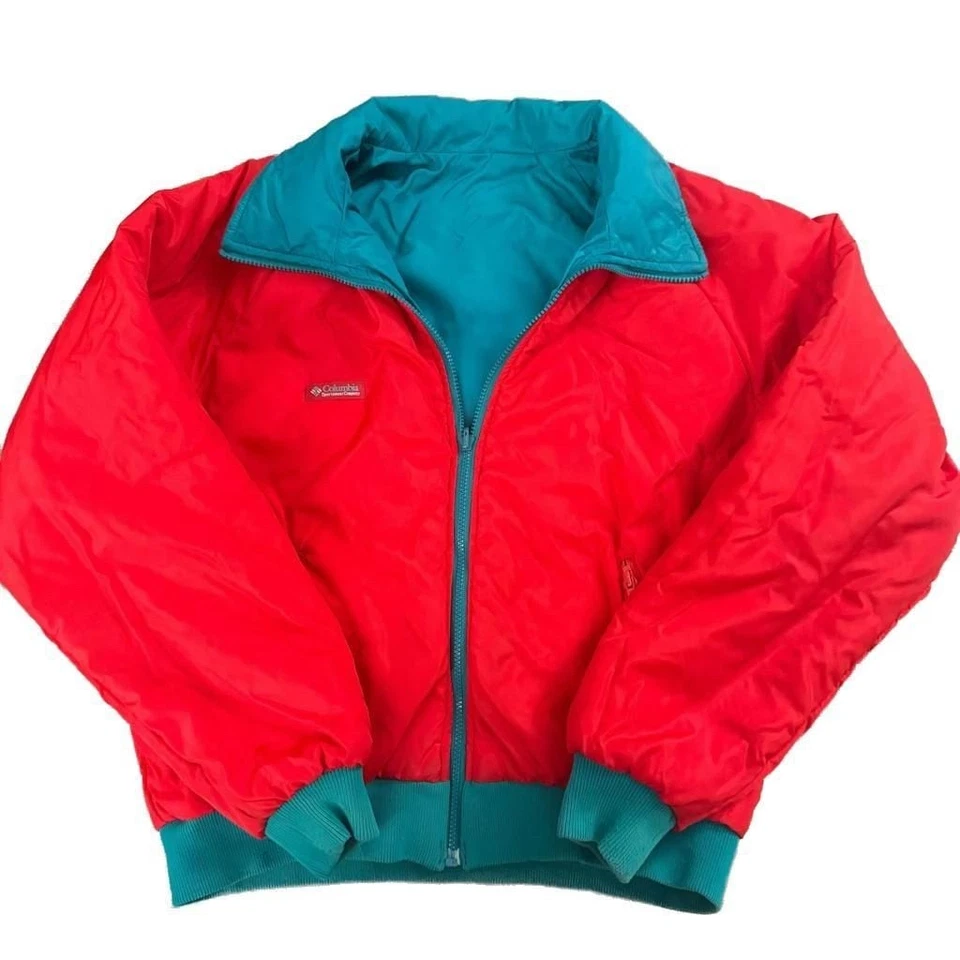Vintage Columbia Outdoor Jacket L 90s Reversible Windbreaker Blue Red - Image 2 of 4