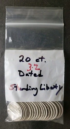 Bag of 20 25c Standing Liberty Silver Quarter Dollars with Dates