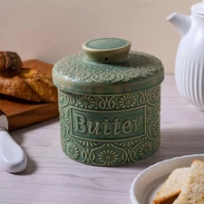 Butter Crock Ceramic with Lid French Butter Dish for Fresh Spreadable Butter