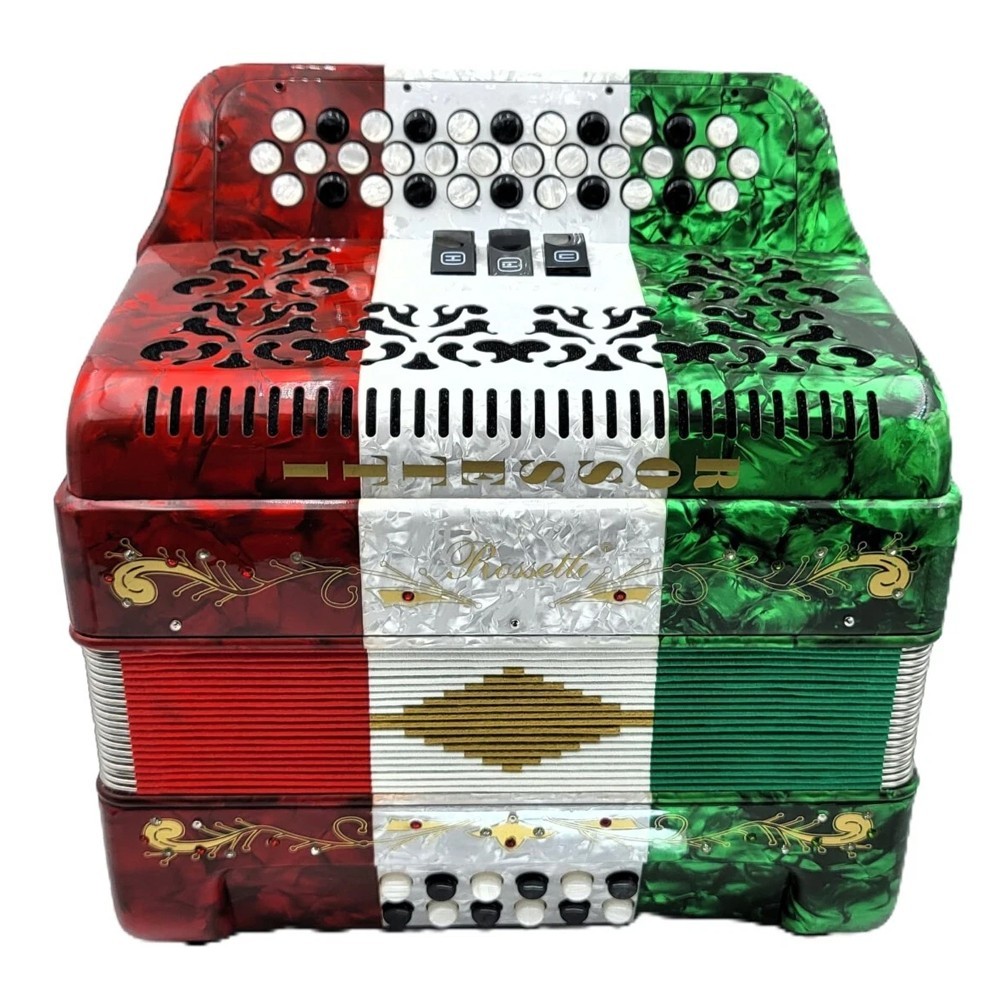 Rossetti 3412 34 Button 3 Switch 12 Bass GCF Sol Accordion - Red