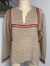 A4 HANDMADE NATIVE RIBBON SHIRT FLORAL REGALIA POW WOW 70s 80s S/M BOHO LOOK