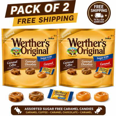 Werthers Original Hard Sugar Free Assorted Flavors, Caramel Coffee Candy, 7.7 Oz