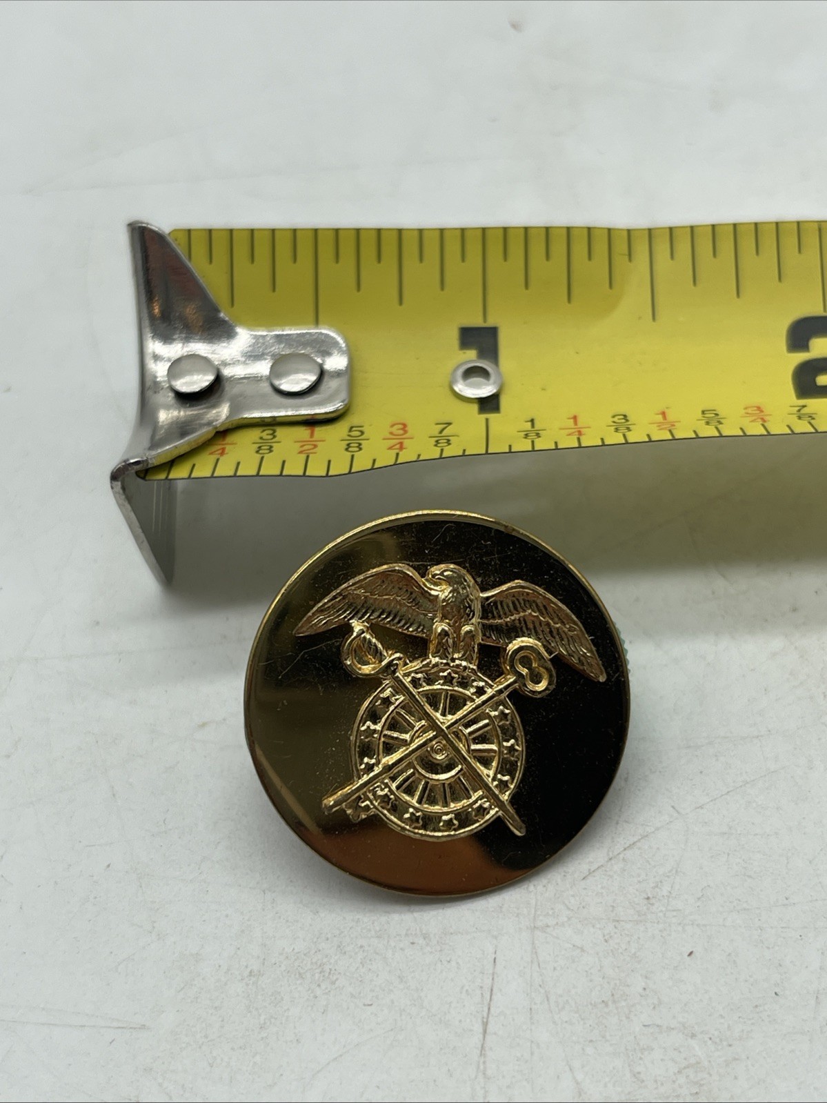 U.S. Military Army Quartermaster Officer Collar Disc Insignia Type 3 Pin Clutch