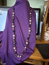 handmade beautiful beaded necklace 19 in long, heavy waxed cotton cord.
