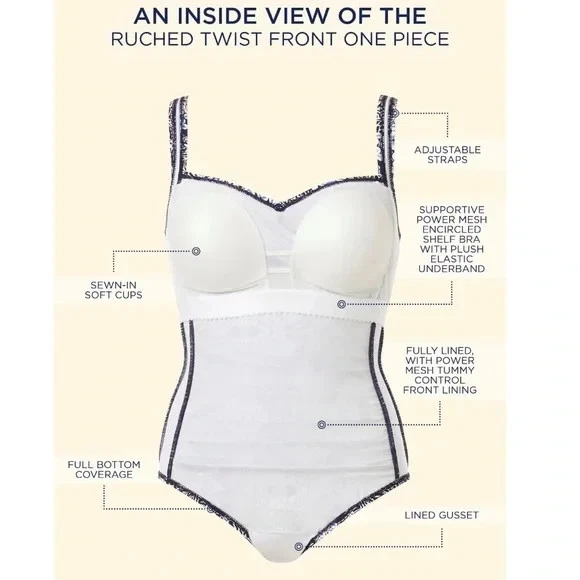 MAIÔS PARA TODOS Feminino 18 Preto Ruched Torção Frente Uma Peça Maiô Praia - Imagem 3 de 4