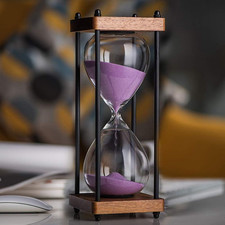 Large Hourglass Timer 30 Minute, Decorative Wooden Sandglass, Purple