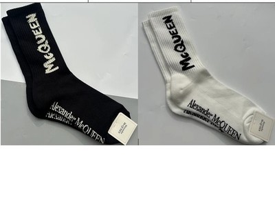Alexander McQueen Men s Black White Crew Socks