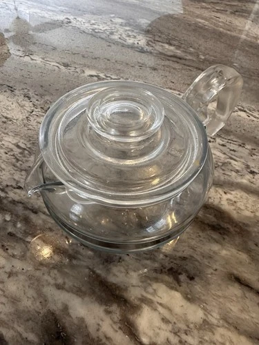 Vintage Pyrex Flameware 8446B 6 Cup Glass Coffee/Tea Pot With Lid