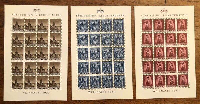 E7279: Liechtenstein #317-319 Mint Sheets of 20, NH; CV $300+