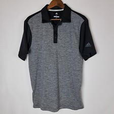 Adidas Golf Polo Shirt Mens Medium Gray Black Performance Short Sleeve Logo