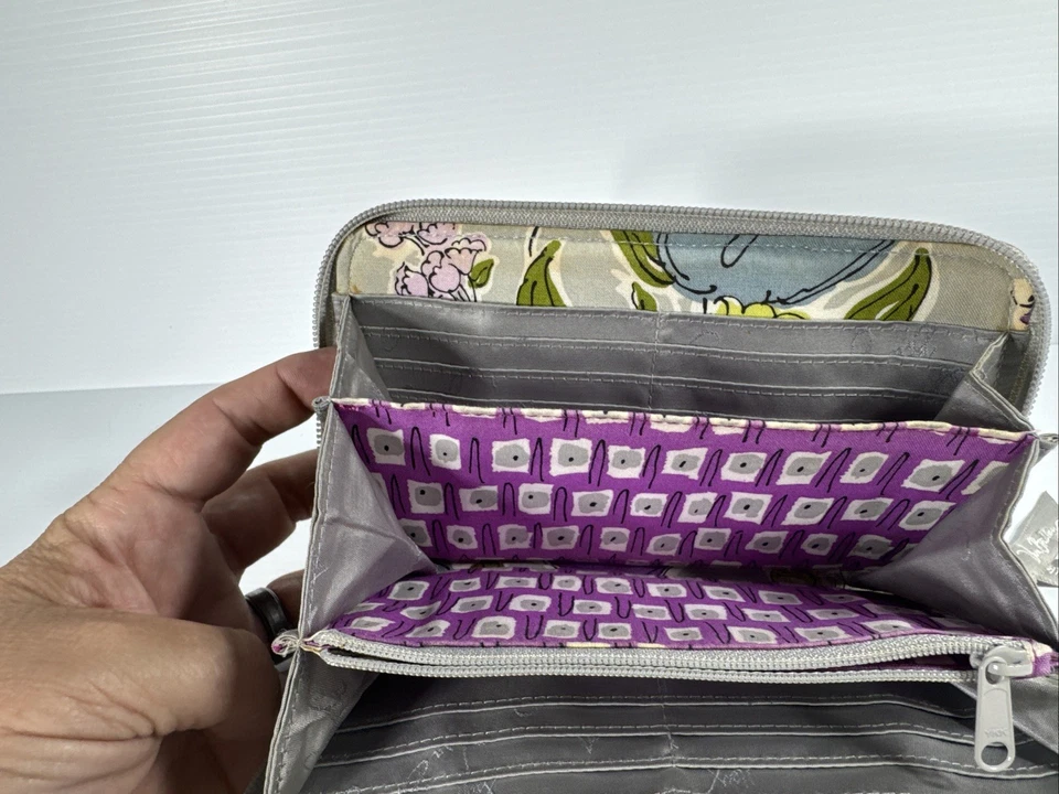 Vera Bradley Watercolor Gray Zippered Bi-fold Wallet - Image 2 of 4