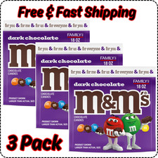 (3 Pack) New M&M's 50 Sealed Dark Chocolate Candy - 18 oz Bag Free shipping!!!