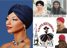 Pretty Turban Chemo Cancer Hat Hair Loss Elastic Woven Beanie Dark Blue