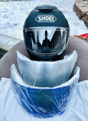 フルフェイスSHOEI GT-Air 収納袋・備品付 SHOEI GT AIR Black Full Face Helmet/Blue, Chrome, Clear Visors/OEM