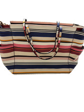 Kate Spade New York Grant Street Vinyl Adaira Baby Tote Zip Beach Striped SEE