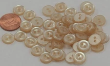 Lot of 24 Small Pearlized Beige Plastic Shirt Buttons 7/16" 11mm  # 6533
