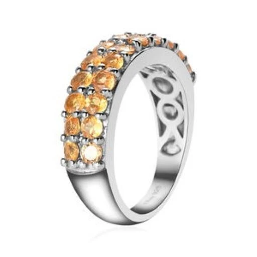 Premium Viceroy Spessartine Garnet Band Ring in Platinum Over SS 1.85 ctw Size 8 - Image 4 of 4