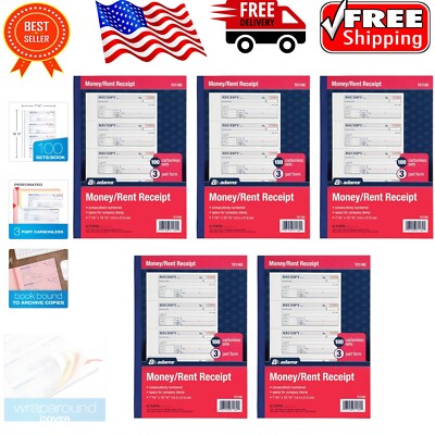 Bulk Purchase: 5 Carbonless Money & Rent Receipt Books - Total 500 Receipts