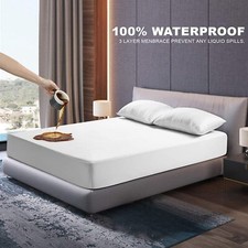 Fully Fitted 100% Waterproof Terry Cotton Mattress Protector Easy Care All Sizes