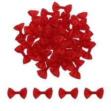 50pcs Red Mini Satin Bows 1.5"x1" for DIY Crafts Weddings  Scrapbooking