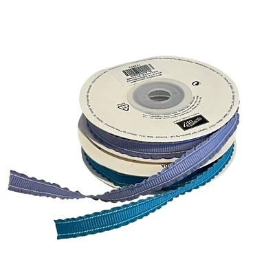 Stampin Up! Ruffled Ribbon Rolls 3/8" Wisteria Wonder & Island Indigo 9+ Yards E - Image 1 of 4