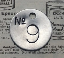 Number 9 Tag Aluminum Metal Tag Numbered Keychain Stamped Cattle Tag Fob