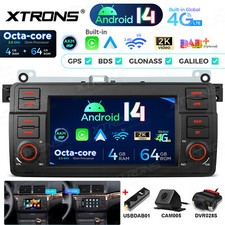 DAB+CAM+DVR+ CarPlay Android 14 Car Stereo Radio GPS 4G 64GB For BMW 3er E46 M3