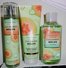 Bath & Body Works CUCUMBER MELON NEW Gel, Body Cream, Mist - SAVE $32.78
