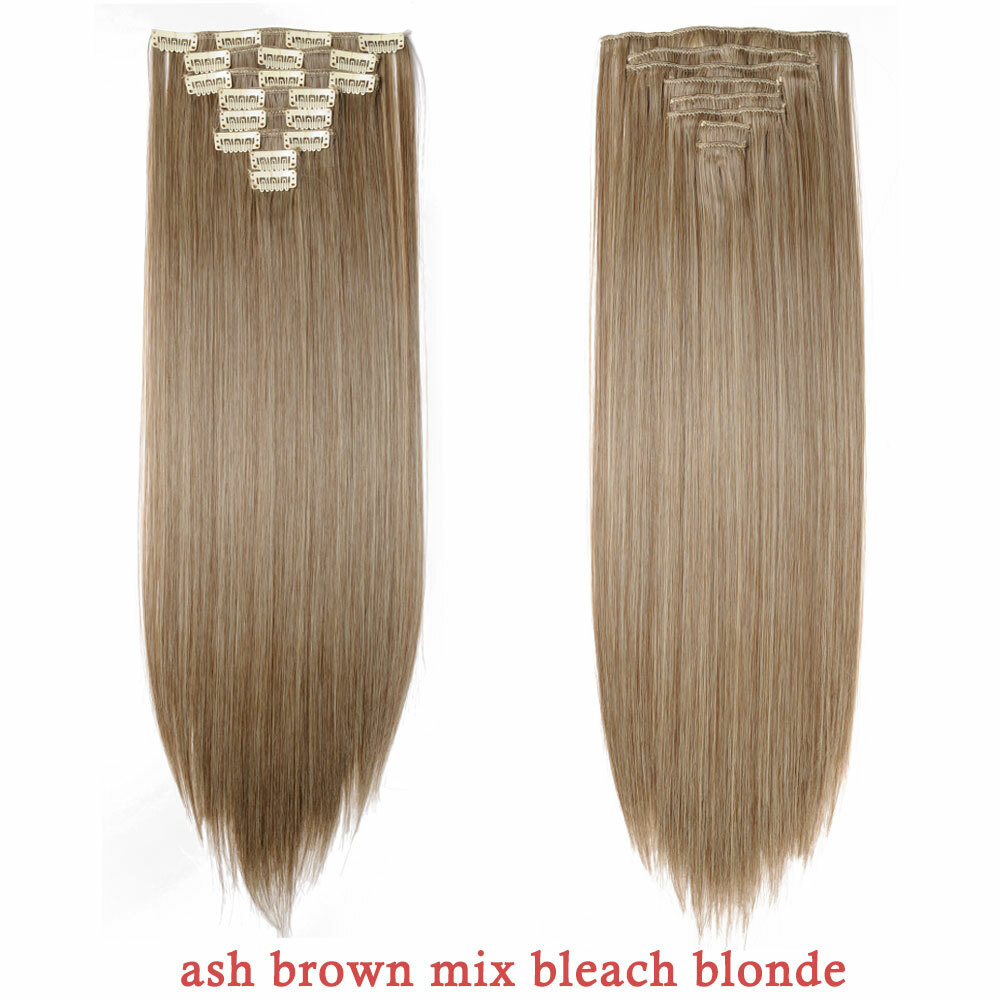 8-Piece Clip-In Synthetic Hair Extensions - 24" Curly, Full Head, Multiple Colors