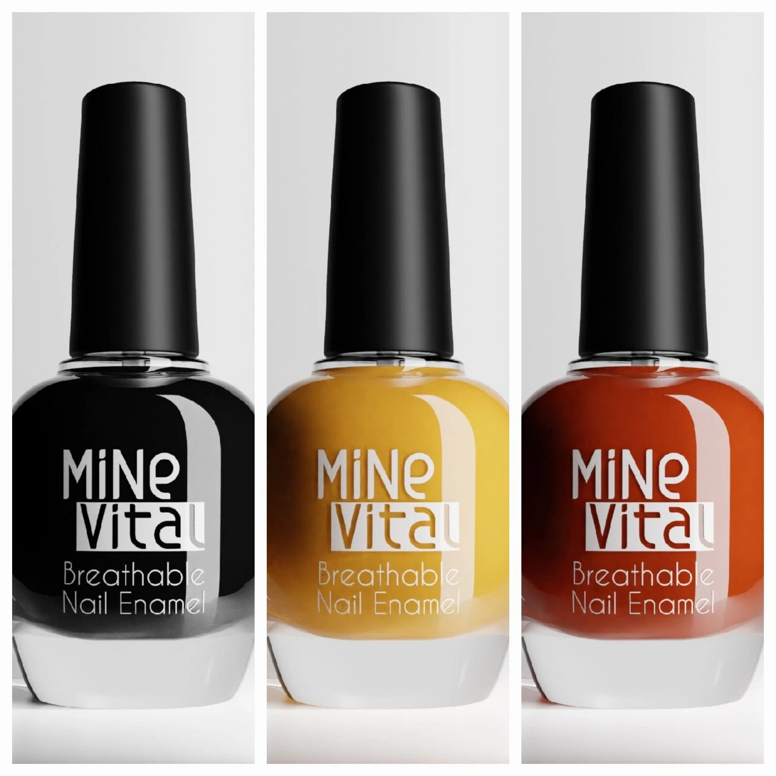 Halal / Vegan Nail Polish Set of 3, (Coal, Soleil, Brick)